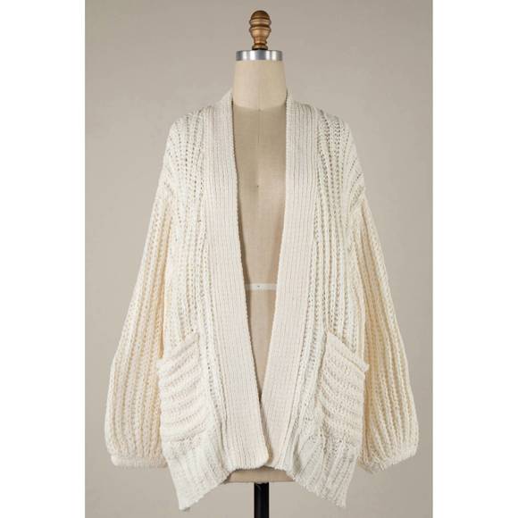 NEW MIRACLE hampton chunky knit cardigan in cream - Picture 1 of 1